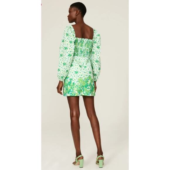 LILLY PULITZER Esteli Romper Size 4 Puff Sleeve Green Party Animals - Picture 5 of 15